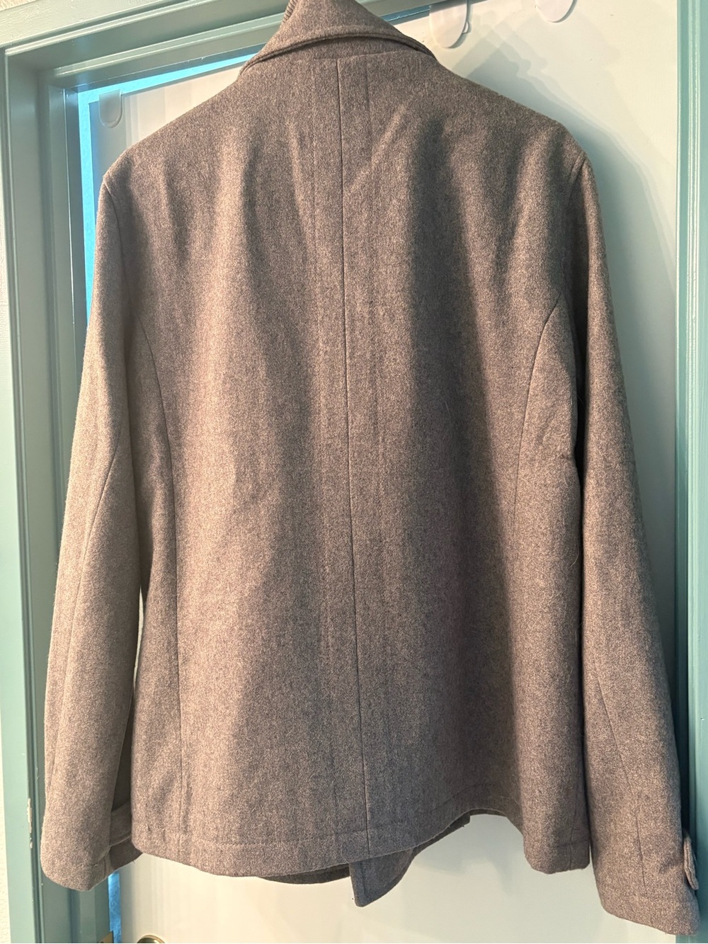 21men Taupe-Gray Wool Blend Pea Coat